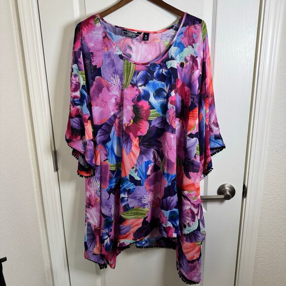 Lands End Other - Lands End Swimsuit Cover-up Floral  Knee Length Kaftan Dress Women’s M 10/12